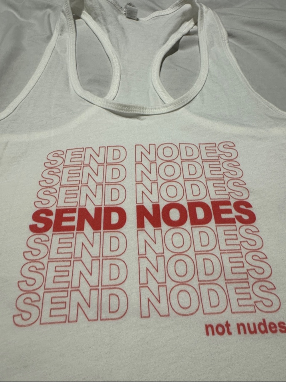 Classic White Tank Top with Red Graphic